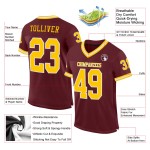 Maillot de football personnalisé en maille dorée et blanche, bordeaux, authentique et rétro