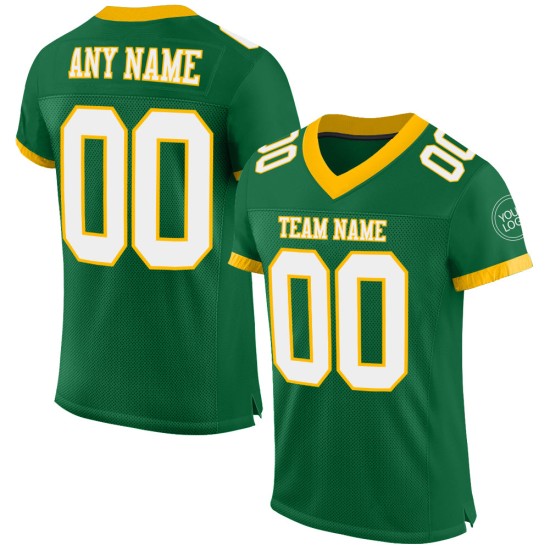 Maillot de football en maille vert blanc-or personnalisé Kelly Authentic