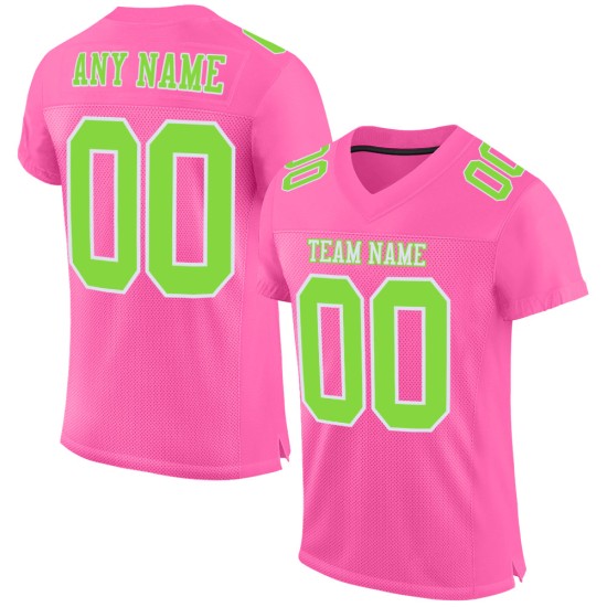 Maillot de football rose authentique en maille vert-blanc fluo personnalisé Maillot de football rose authentique en maille vert-blanc fluo personnalisé