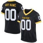 Maillot de football personnalisé en maille noire authentique blanc-or