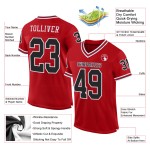 Maillot de football rouge rétro authentique en maille personnalisée noir et blanc Maillot de football rouge rétro authentique en maille personnalisée noir et blanc