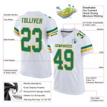 Maillot de football Kelly authentique personnalisé en maille vert-or blanc Maillot de football Kelly authentique personnalisé en maille vert-or blanc