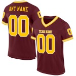 Maillot de football personnalisé en maille dorée et blanche, bordeaux, authentique et rétro