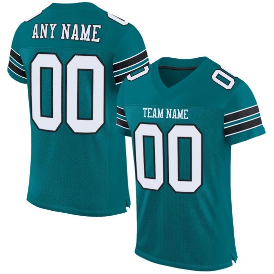 Maillot de football authentique Teal Mesh personnalisé blanc-noir Maillot de football authentique Teal Mesh personnalisé blanc-noir