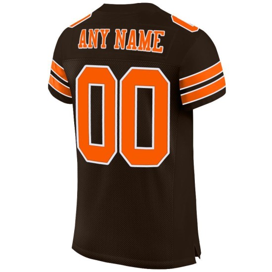 Maillot de football authentique orange-blanc en maille marron personnalisé Maillot de football authentique orange-blanc en maille marron personnalisé