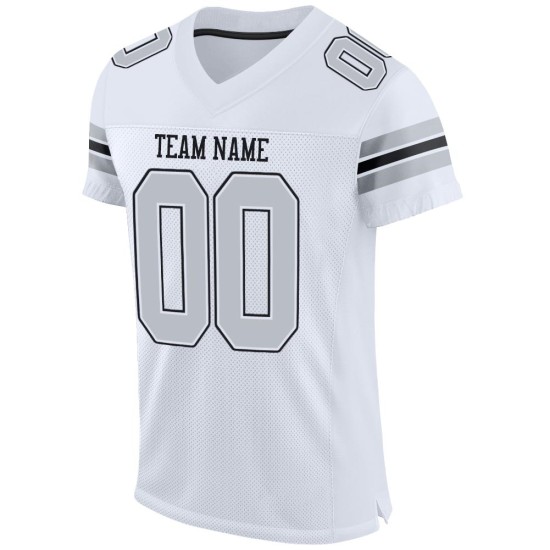 Maillot de football authentique en maille argent-noir blanc personnalisé Maillot de football authentique en maille argent-noir blanc personnalisé