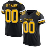 Maillot de football authentique personnalisé en maille noir, or et blanc