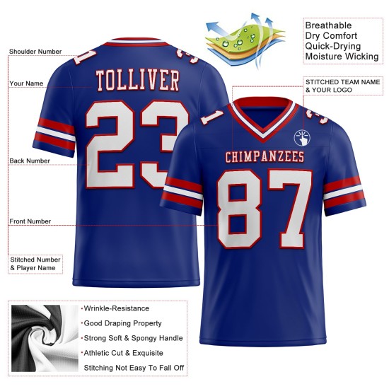 Maillot de football royal authentique personnalisé en maille blanc-rouge Maillot de football royal authentique personnalisé en maille blanc-rouge
