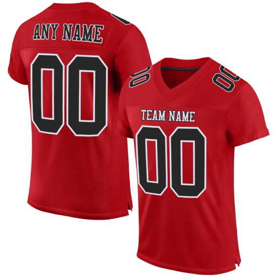 Maillot de football en maille noir-blanc rouge authentique personnalisé Maillot de football en maille noir-blanc rouge authentique personnalisé