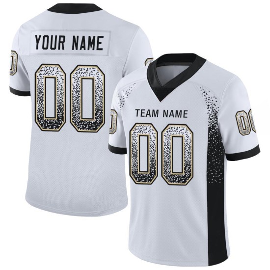 Maillot de football personnalisé Drift Black-Vegas Mesh White Gold Fashion Maillot de football personnalisé Drift Black-Vegas Mesh White Gold Fashion