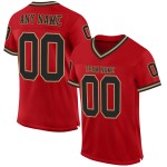 Maillot de football rétro authentique en maille dorée rouge et noir - Ancien modèle personnalisé Maillot de football rétro authentique en maille dorée rouge et noir - Ancien modèle personnalisé