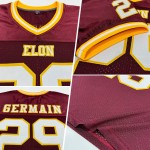 Maillot de football personnalisé authentique en maille bordeaux blanc-or rétro Maillot de football personnalisé authentique en maille bordeaux blanc-or rétro