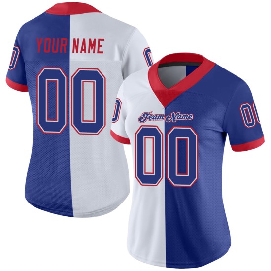 Maillot de football tendance en maille personnalisée, bleu royal et blanc écarlate Maillot de football tendance en maille personnalisée, bleu royal et blanc écarlate