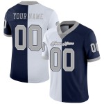 Maillot de football personnalisé bleu marine fendu gris-blanc en maille tendance Maillot de football personnalisé bleu marine fendu gris-blanc en maille tendance
