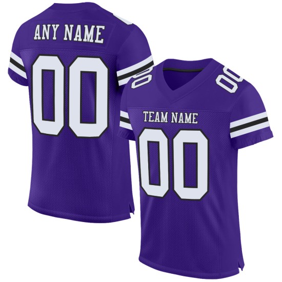 Maillot de football personnalisé en maille blanc-noir violet authentique