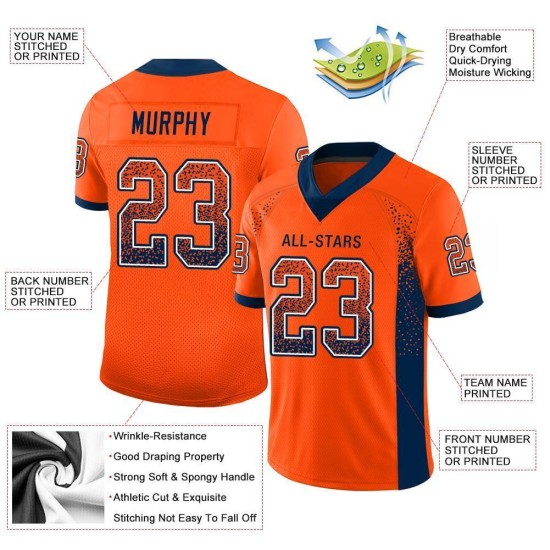 Maillot de football en maille bleu marine et blanc, orange, à la mode, personnalisé Maillot de football en maille bleu marine et blanc, orange, à la mode, personnalisé