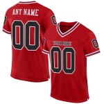 Maillot de football rouge rétro authentique en maille personnalisée noir et blanc Maillot de football rouge rétro authentique en maille personnalisée noir et blanc