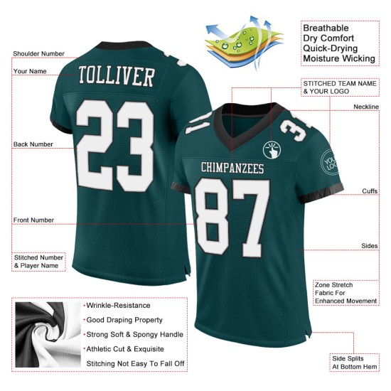 Maillot de football authentique en maille personnalisée, vert, blanc et gris-noir Maillot de football authentique en maille personnalisée, vert, blanc et gris-noir
