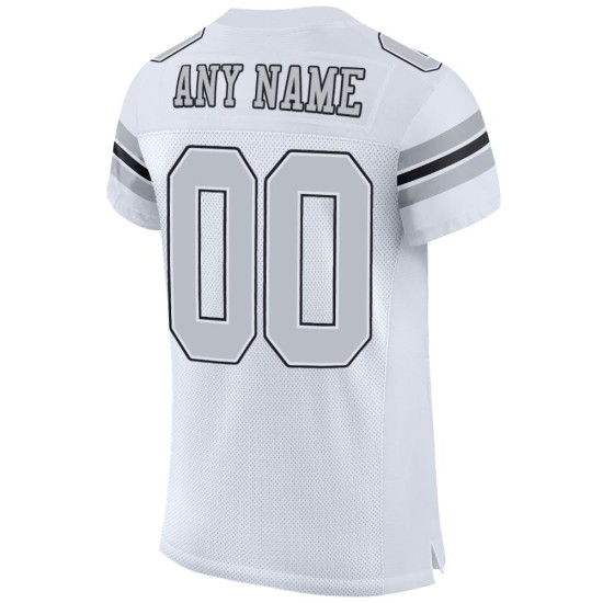 Maillot de football authentique en maille argent-noir blanc personnalisé Maillot de football authentique en maille argent-noir blanc personnalisé