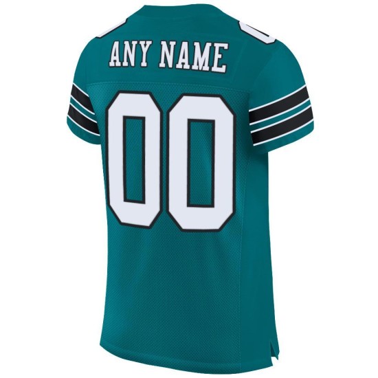 Maillot de football authentique Teal Mesh personnalisé blanc-noir Maillot de football authentique Teal Mesh personnalisé blanc-noir