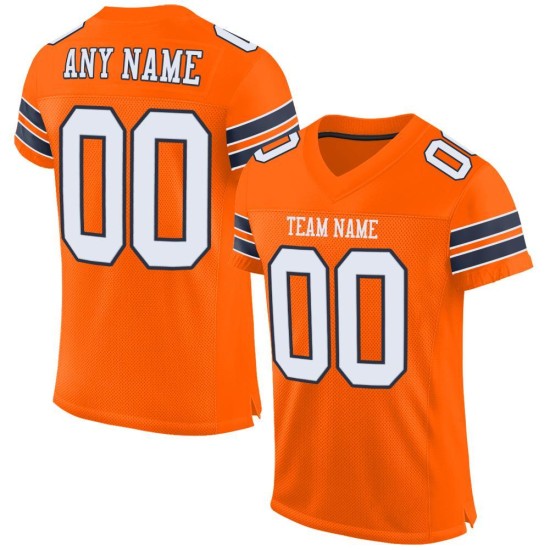 Maillot de football authentique orange blanc-bleu marine en maille personnalisée