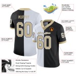 Maillot de football personnalisé Vegas Split Mesh Fashion, or et blanc, noir Maillot de football personnalisé Vegas Split Mesh Fashion, or et blanc, noir