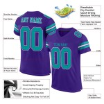 Maillot de football personnalisé authentique violet en maille Aqua-Blanc Maillot de football personnalisé authentique violet en maille Aqua-Blanc