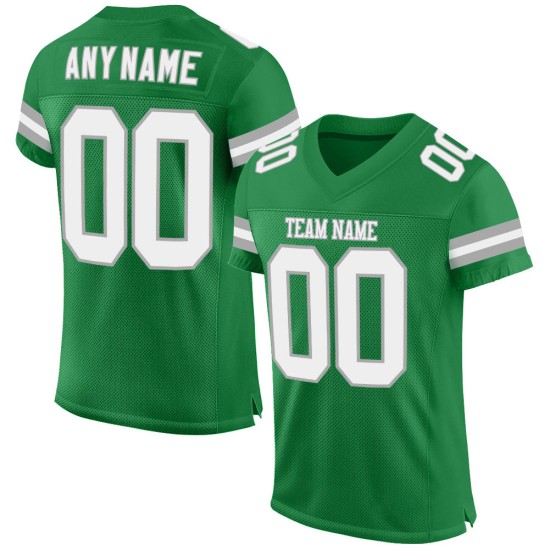Maillot de football vert gazon authentique personnalisé blanc-gris maille Maillot de football vert gazon authentique personnalisé blanc-gris maille