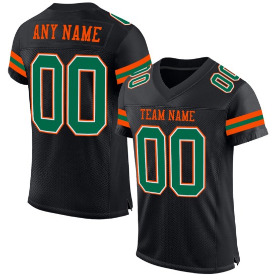 Maillot de football en maille vert-orange personnalisé authentique Kelly Black Maillot de football en maille vert-orange personnalisé authentique Kelly Black