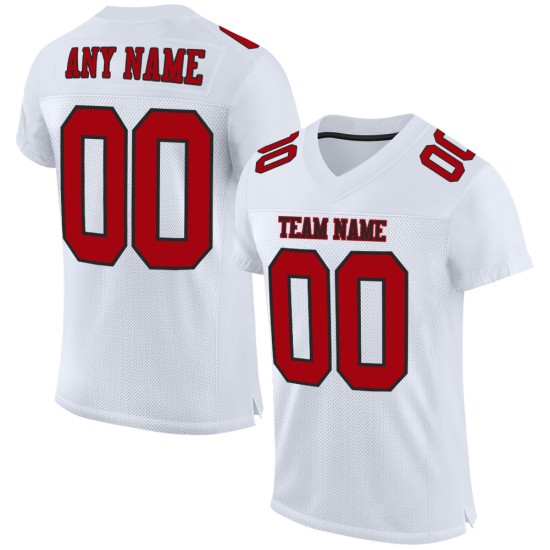 Maillot de football rouge-noir authentique personnalisé en maille blanche Maillot de football rouge-noir authentique personnalisé en maille blanche
