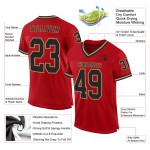 Maillot de football rétro authentique en maille dorée rouge et noir - Ancien modèle personnalisé Maillot de football rétro authentique en maille dorée rouge et noir - Ancien modèle personnalisé