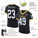 Maillot de football personnalisé en maille noire authentique blanc-or