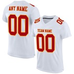 Maillot de football personnalisé rouge-or authentique blanc en maille Maillot de football personnalisé rouge-or authentique blanc en maille