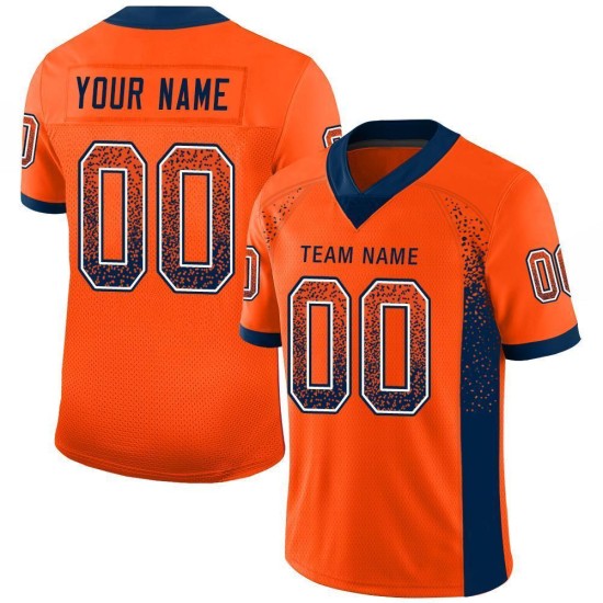 Maillot de football en maille bleu marine et blanc, orange, à la mode, personnalisé Maillot de football en maille bleu marine et blanc, orange, à la mode, personnalisé