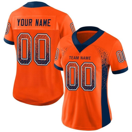 Maillot de football en maille bleu marine et blanc, orange, à la mode, personnalisé Maillot de football en maille bleu marine et blanc, orange, à la mode, personnalisé