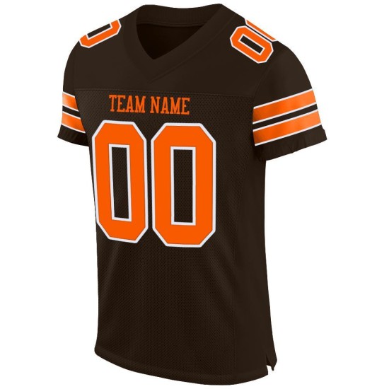 Maillot de football authentique orange-blanc en maille marron personnalisé Maillot de football authentique orange-blanc en maille marron personnalisé