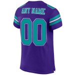 Maillot de football personnalisé authentique violet en maille Aqua-Blanc Maillot de football personnalisé authentique violet en maille Aqua-Blanc
