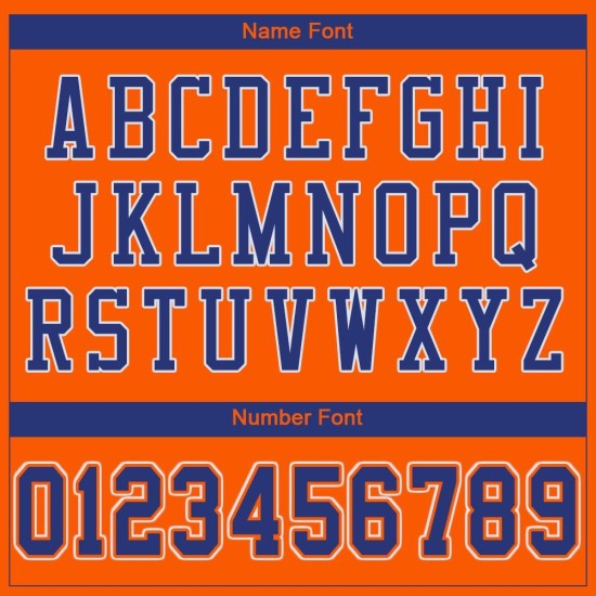 Maillot de football orange authentique personnalisé en maille bleu royal et blanc Maillot de football orange authentique personnalisé en maille bleu royal et blanc