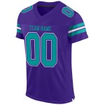 Maillot de football personnalisé authentique violet en maille Aqua-Blanc Maillot de football personnalisé authentique violet en maille Aqua-Blanc