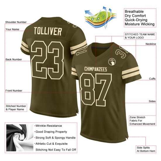 Maillot de service authentique Salute personnalisé en maille olive crème