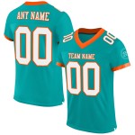 Maillot de football personnalisé Aqua blanc-orange en maille authentique Maillot de football personnalisé Aqua blanc-orange en maille authentique