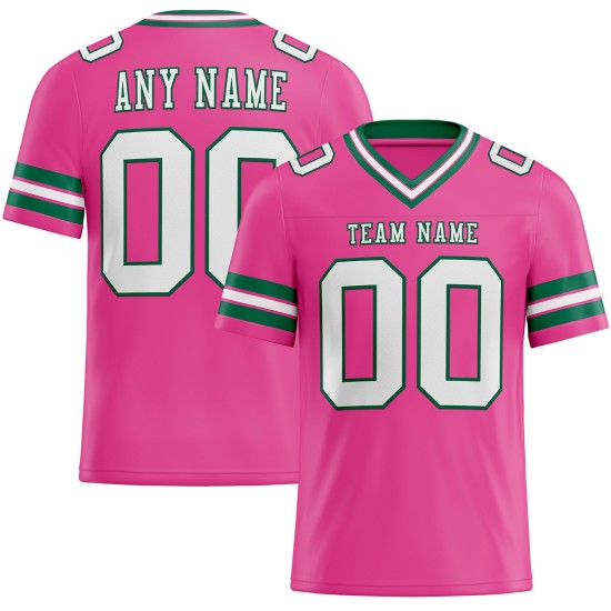 Maillot de football vert personnalisé authentique en maille rose et blanc-Kelly