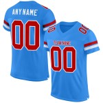 Maillot de football personnalisé bleu en maille authentique, rouge et blanc poudre Maillot de football personnalisé bleu en maille authentique, rouge et blanc poudre