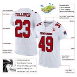Maillot de football rouge-noir authentique personnalisé en maille blanche Maillot de football rouge-noir authentique personnalisé en maille blanche