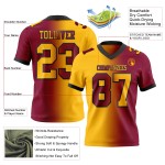 Maillot de football personnalisé en maille marron dégradé authentique, doré et noir Maillot de football personnalisé en maille marron dégradé authentique, doré et noir