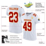 Maillot de football personnalisé rouge-or authentique blanc en maille Maillot de football personnalisé rouge-or authentique blanc en maille