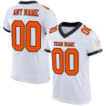 Maillot de football personnalisé blanc orange-noir en maille authentique Maillot de football personnalisé blanc orange-noir en maille authentique