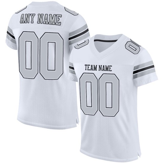Maillot de football authentique en maille argent-noir blanc personnalisé Maillot de football authentique en maille argent-noir blanc personnalisé