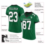 Maillot de football Kelly personnalisé en maille verte authentique blanc-noir Maillot de football Kelly personnalisé en maille verte authentique blanc-noir