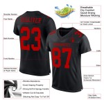 Maillot de football rouge personnalisé noir maille authentique Maillot de football rouge personnalisé noir maille authentique
